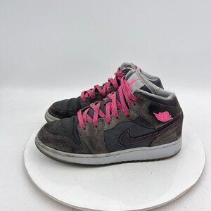 Nike Air Jordan 1 Mid Youth Size 5Y Women 6.5 555112-017 Gray Basketball Shoes